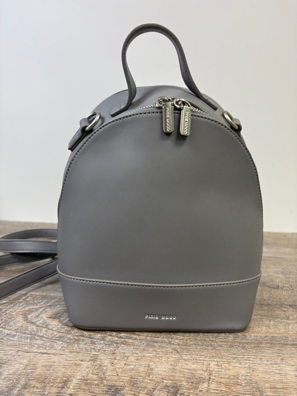 Pixie Mood Gray Vegan Leather Convertible Mini Backpack Crossbody Bag